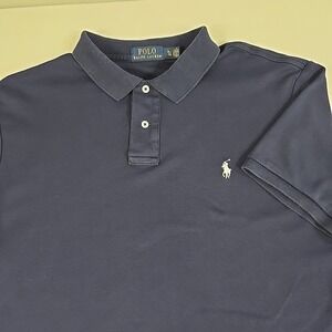 Polo Ralph Lauren Polo Shirt Mens XL Navy Blue White Horse Short Sleeve